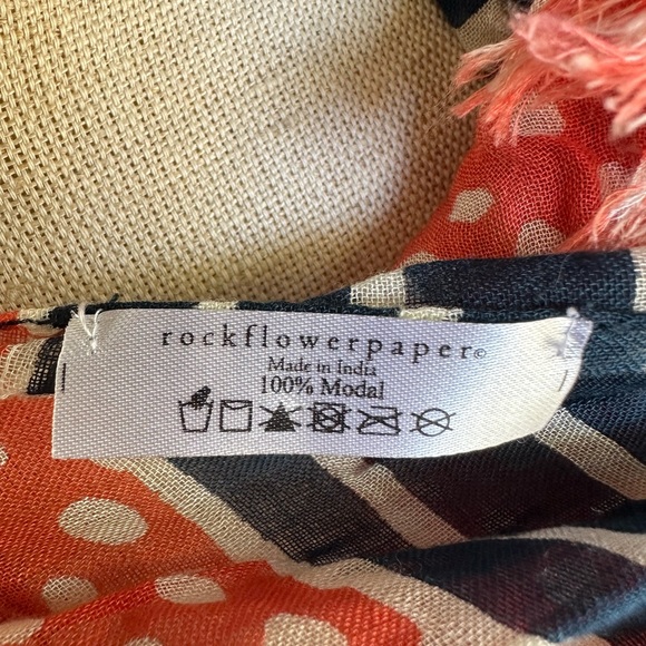 Rock Flower Paper blue/white/red stripe/polka dot lightweight crinkle scarf - Picture 5 of 5